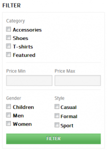 ecommerce products search filter