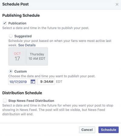 Facebook Scheduling Post Feature