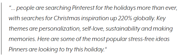Pinterest Statement On Holiday Searches For 2019