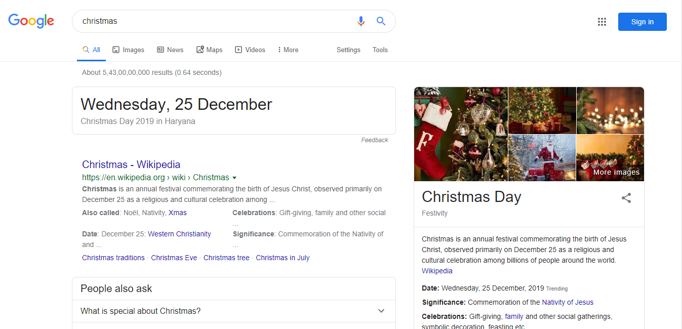 Christmas Search Result Ads Drops By Google