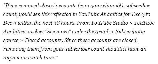 Closed Accounts Explained By YouTube