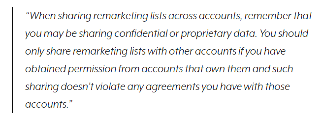 Disclaimer By Google on Re marketing List