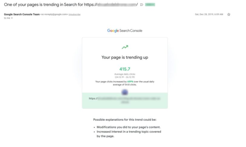 Google Search Console To Send Email Alert Notifications For Increase In Search Traffic
