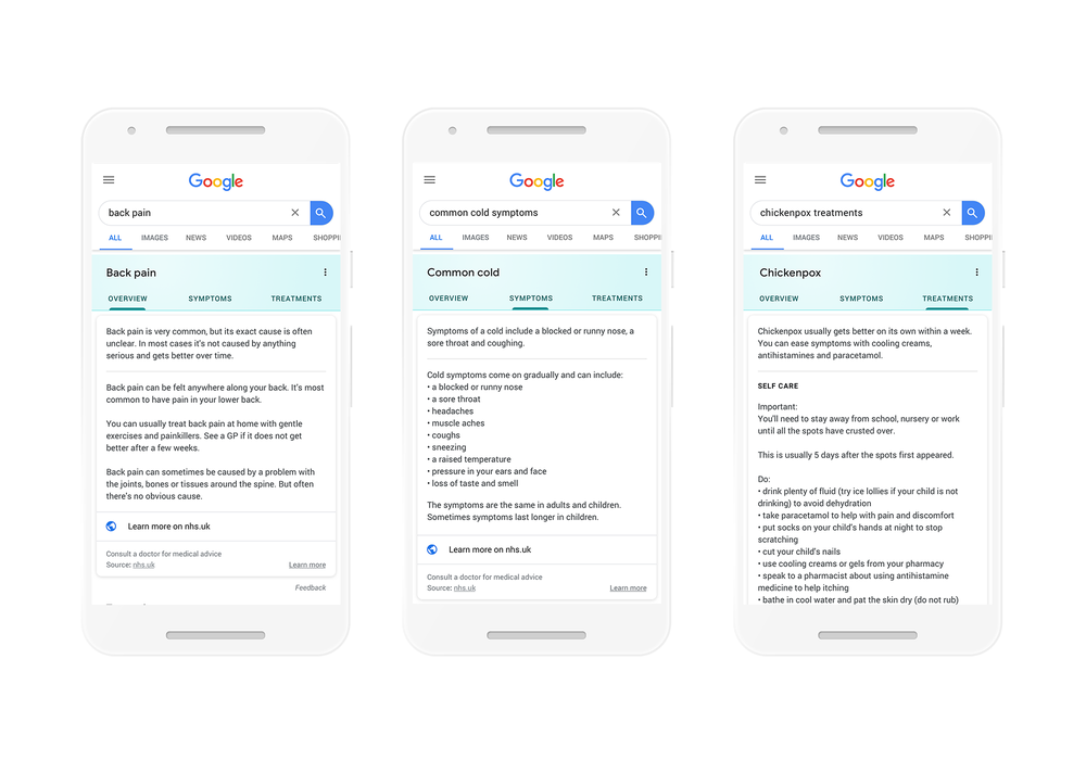 Google Now Provides Information Directly From NHS In UK Search Results