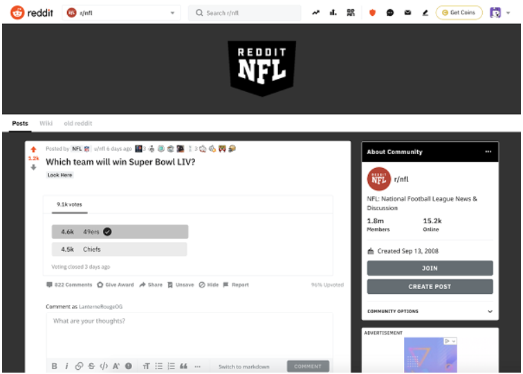 Reddit NFL Poll