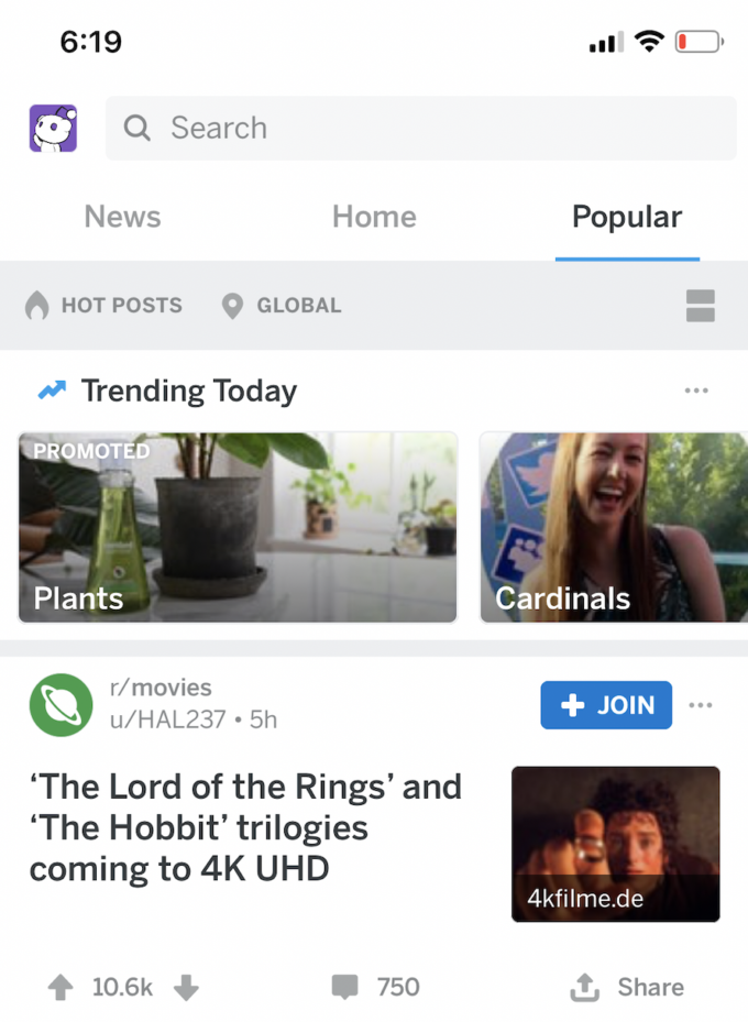 Reddit Launched Trending Takeovers A Twitter-like Ad Unit