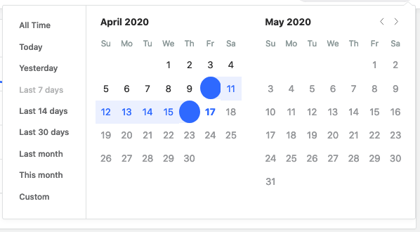 data range calendar