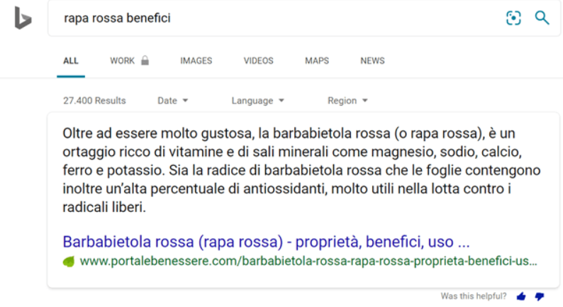 Bing Italian Query