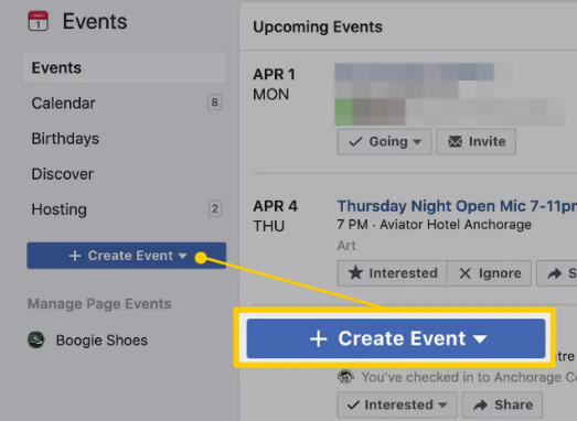Facebook Create Events Tab