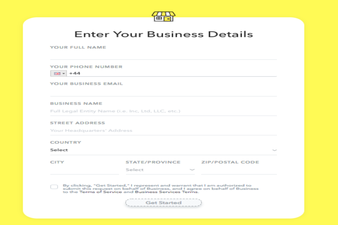 Entering Business Details