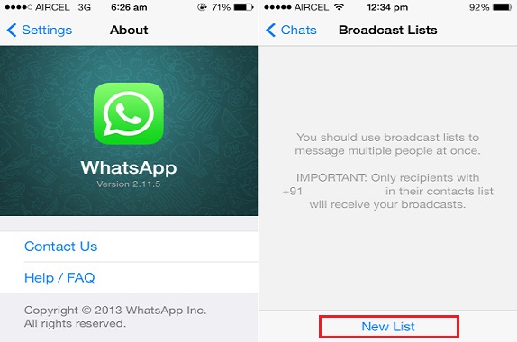 WhatsApp Broadcasting List
