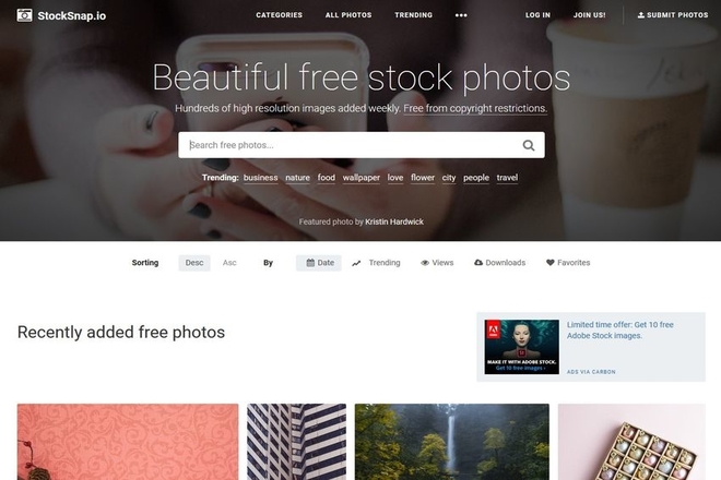 StockSnap.io: A stock photo site