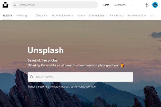 Unsplash Stock Photo Website