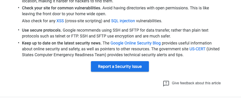 Report A Security Issue Button