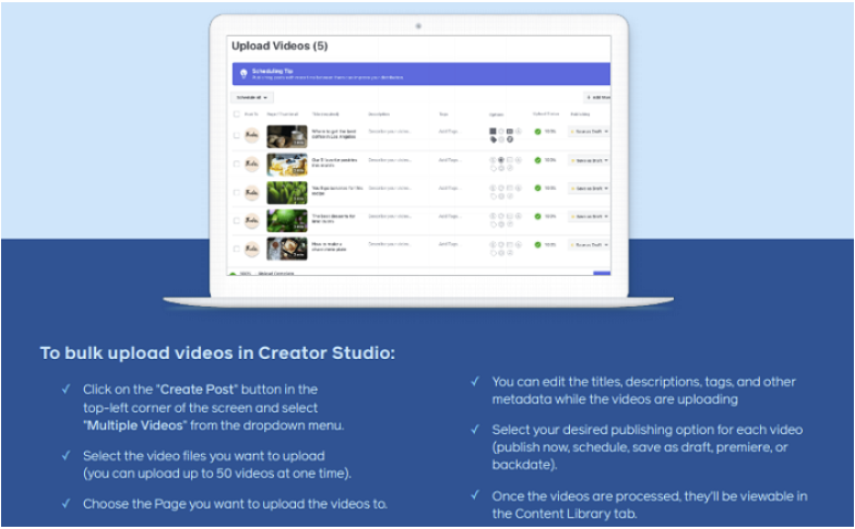 Facebook video guide overview section