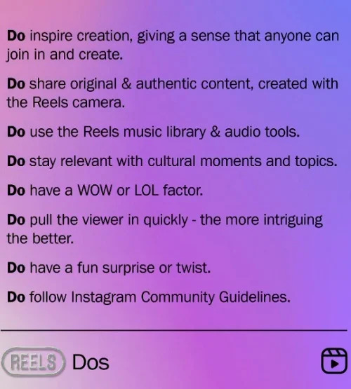 Tips Provided By Instagram For Reels