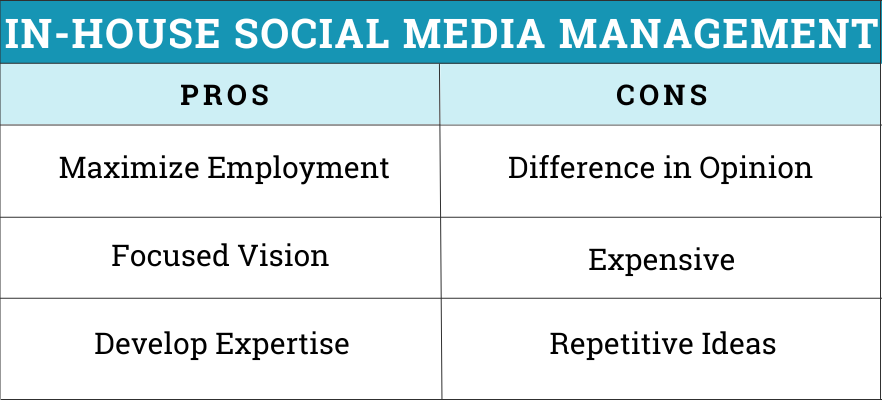 pros and cons of social media with in-house team